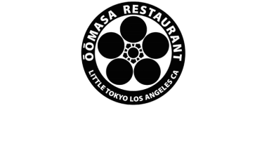 oomasa logo consisting of white type wrapped around a circle with a Japanese family crest in the center of circle